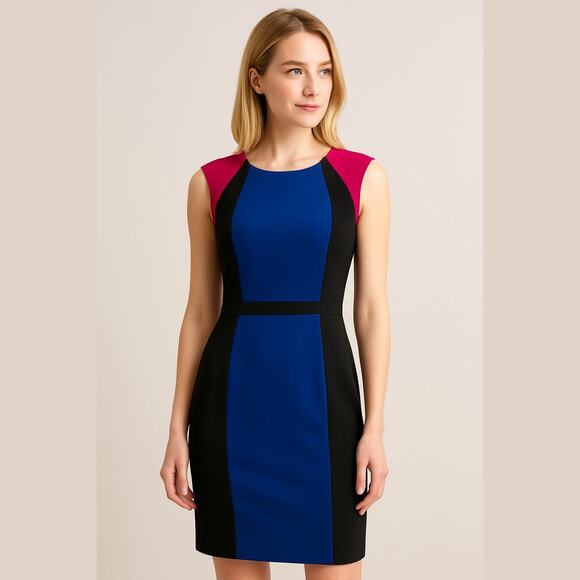 Tahari ASL Dresses & Skirts - Tahari ASL Black Purple Pink 90s Colorblock Career Classic Sheath Dress 8
